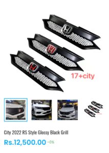 City 2022 RS Style Glossy Black Grill 
Price:12,500